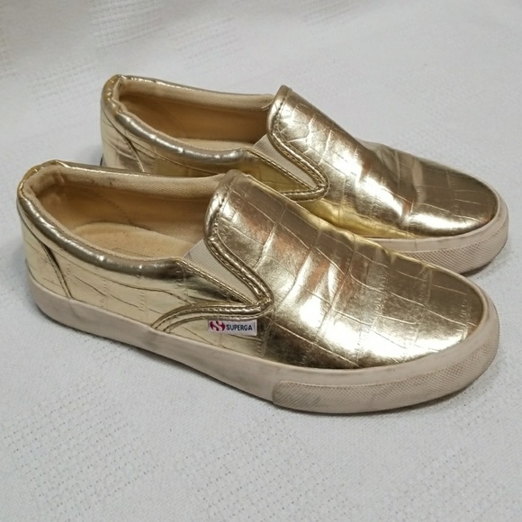 superga slip on gold